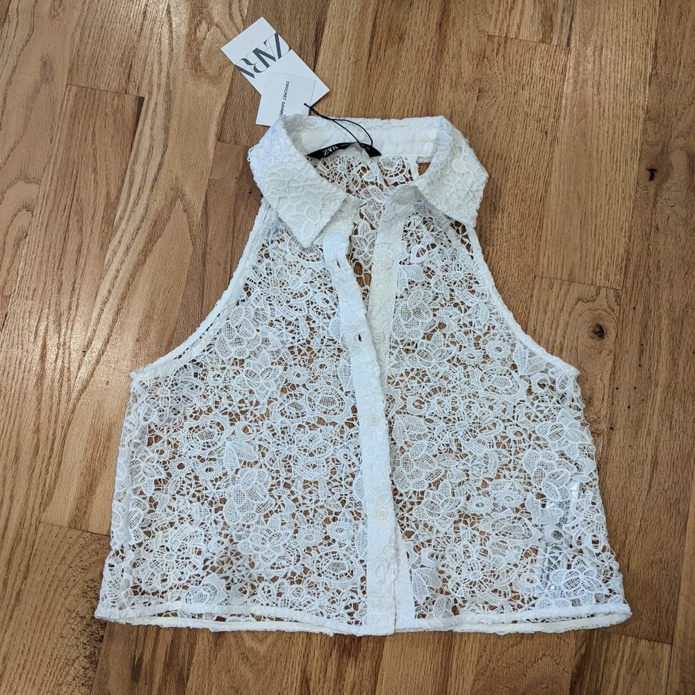 Zara crochet white crop top